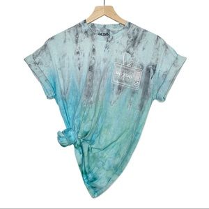 T-SHIRT Tie Dye Teal Gray Retro Size M